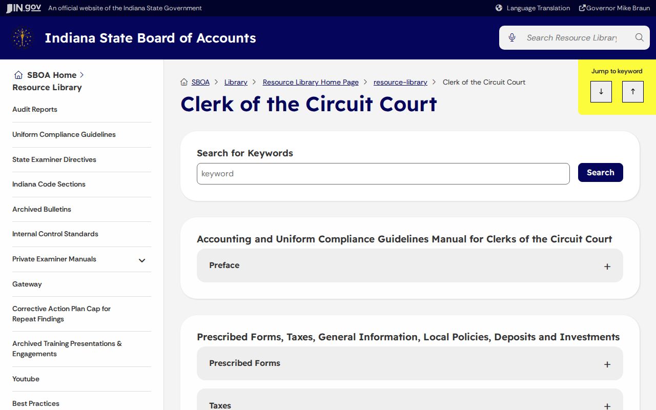 Indiana clerk copy and certification fee resource