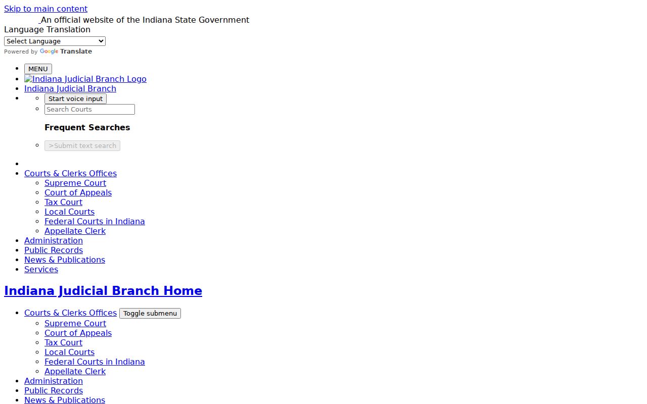 Indiana Courts party access-code instructions