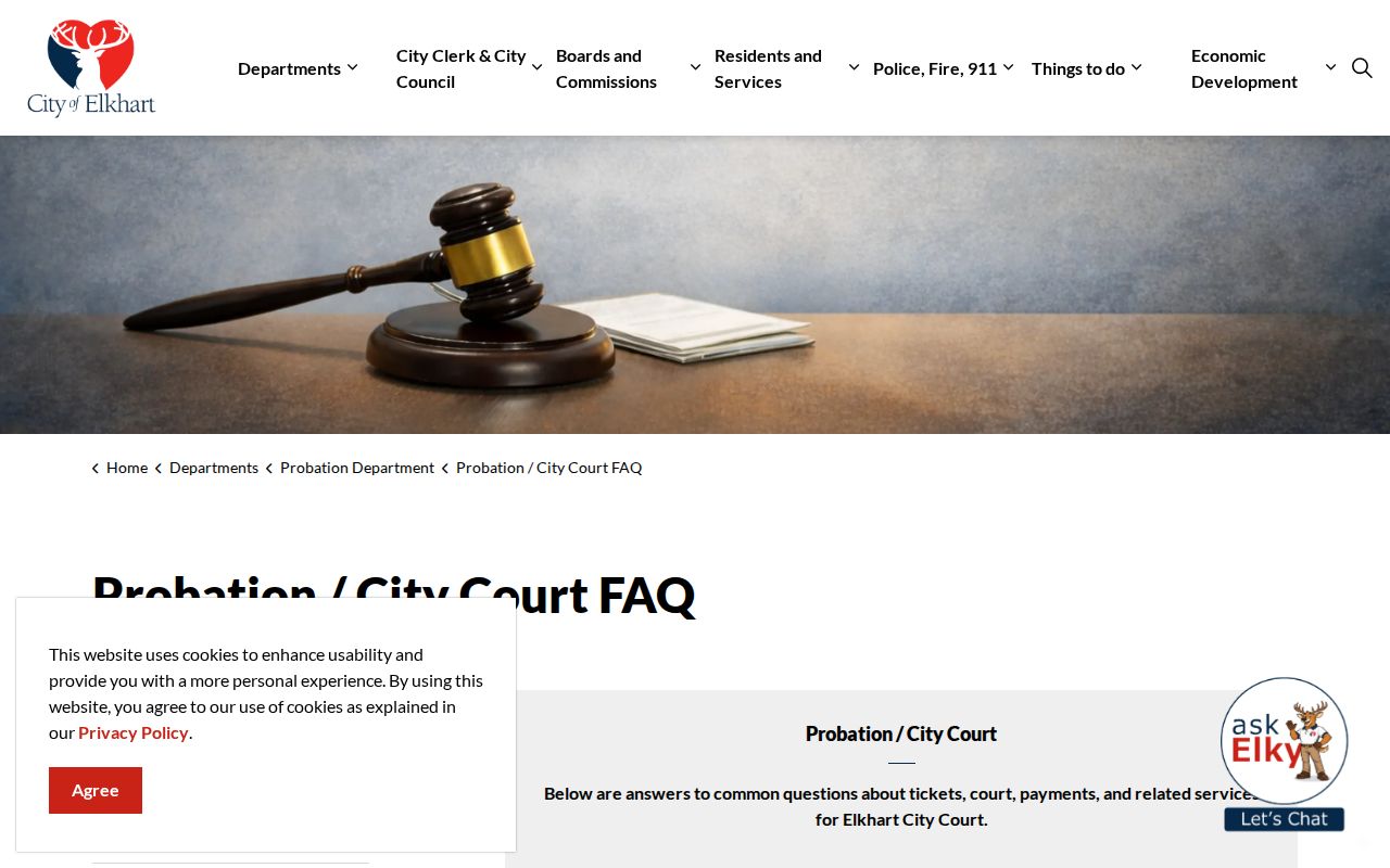 Elkhart City Court traffic payment and appearance guidance